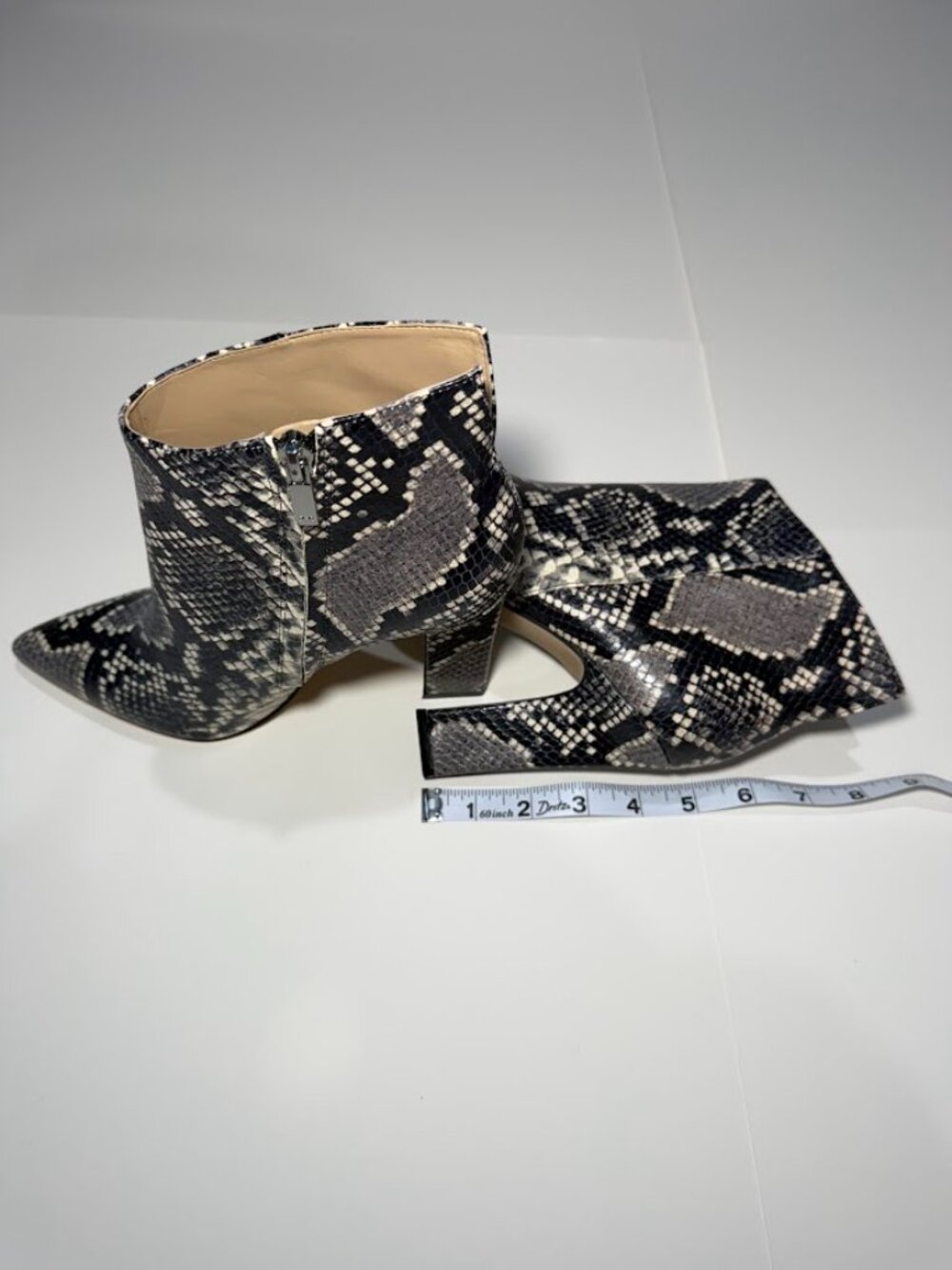 Marc Fisher Snakeskin Print Ankle Booties Heels Size 8.5 - Picture 2 of 8